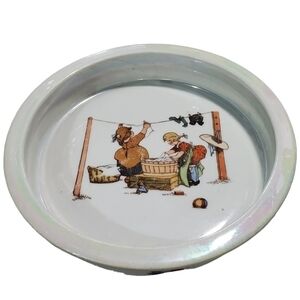 Vtg RWC Bavaria Germany porcelain transferware childs plate bowl images of play